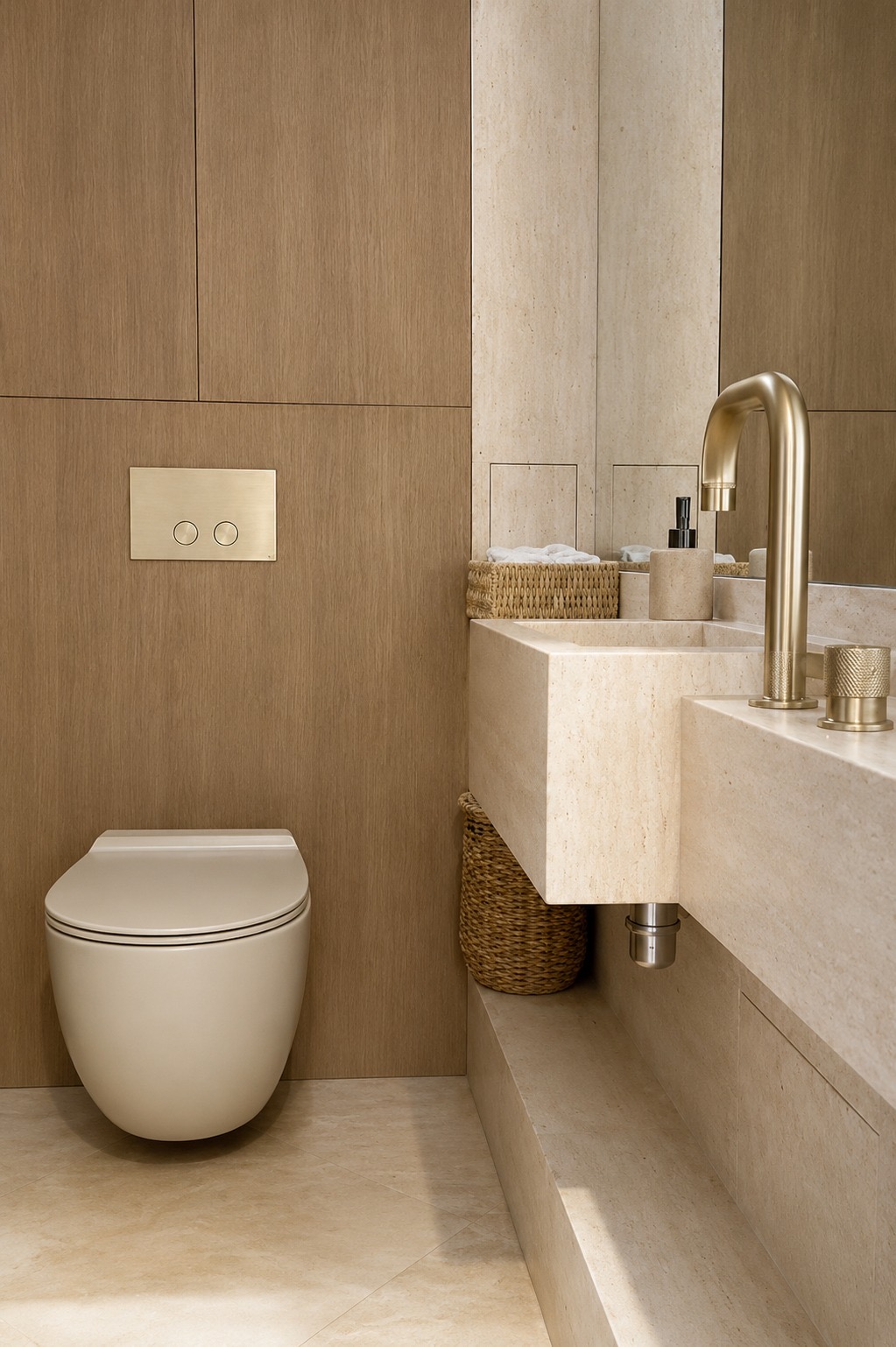 Sablons — cabinet de toilette en bois et pierre claire